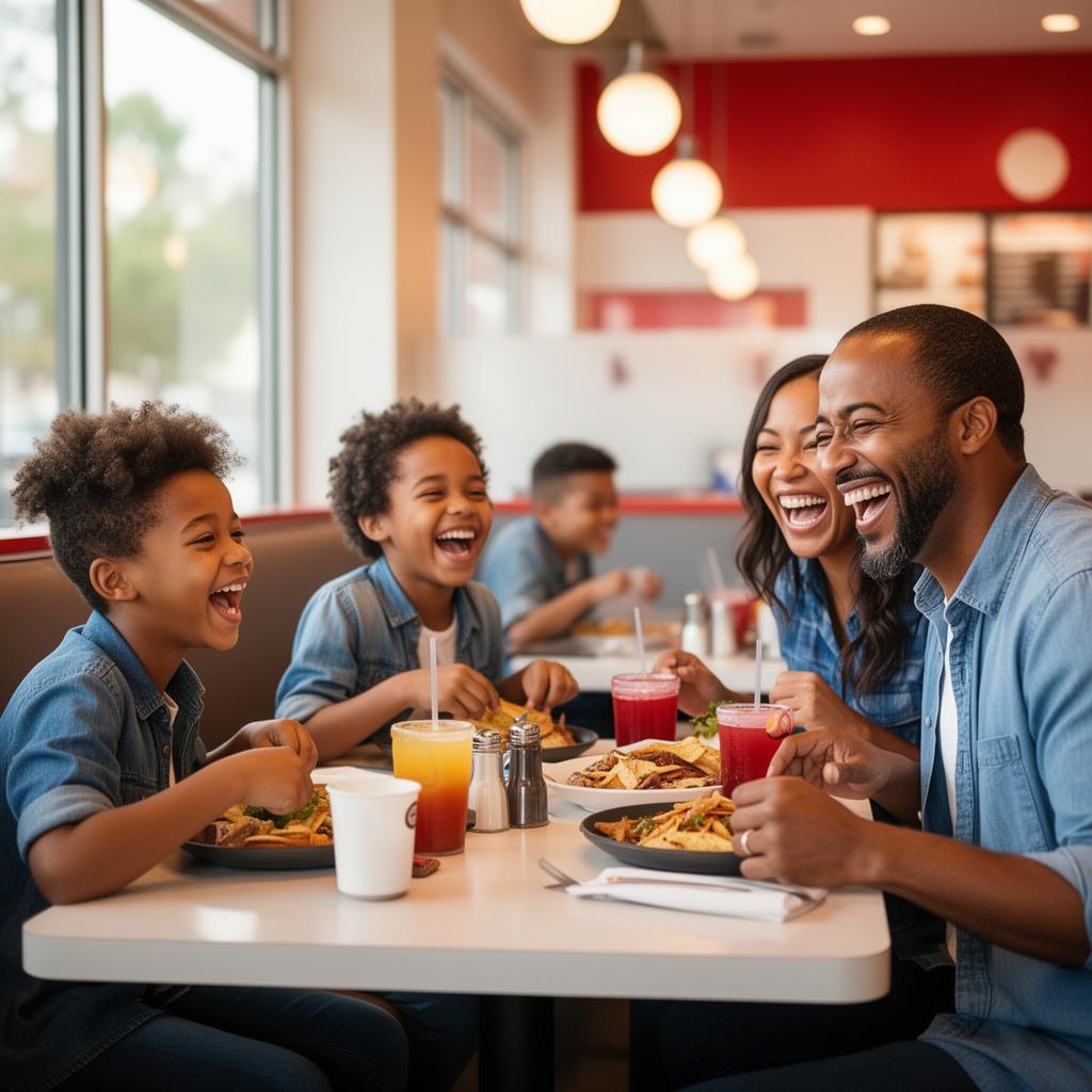 A family laughing together over a meal